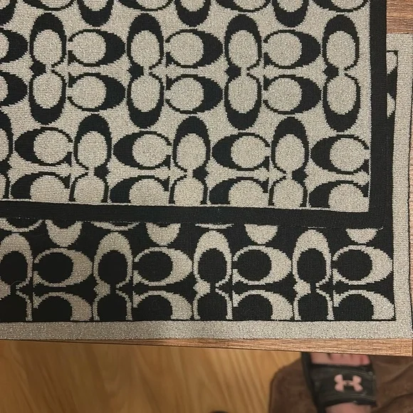 Coach Black and Silver Sparkle Reversible Signature Scarf - Picture 3 of 3